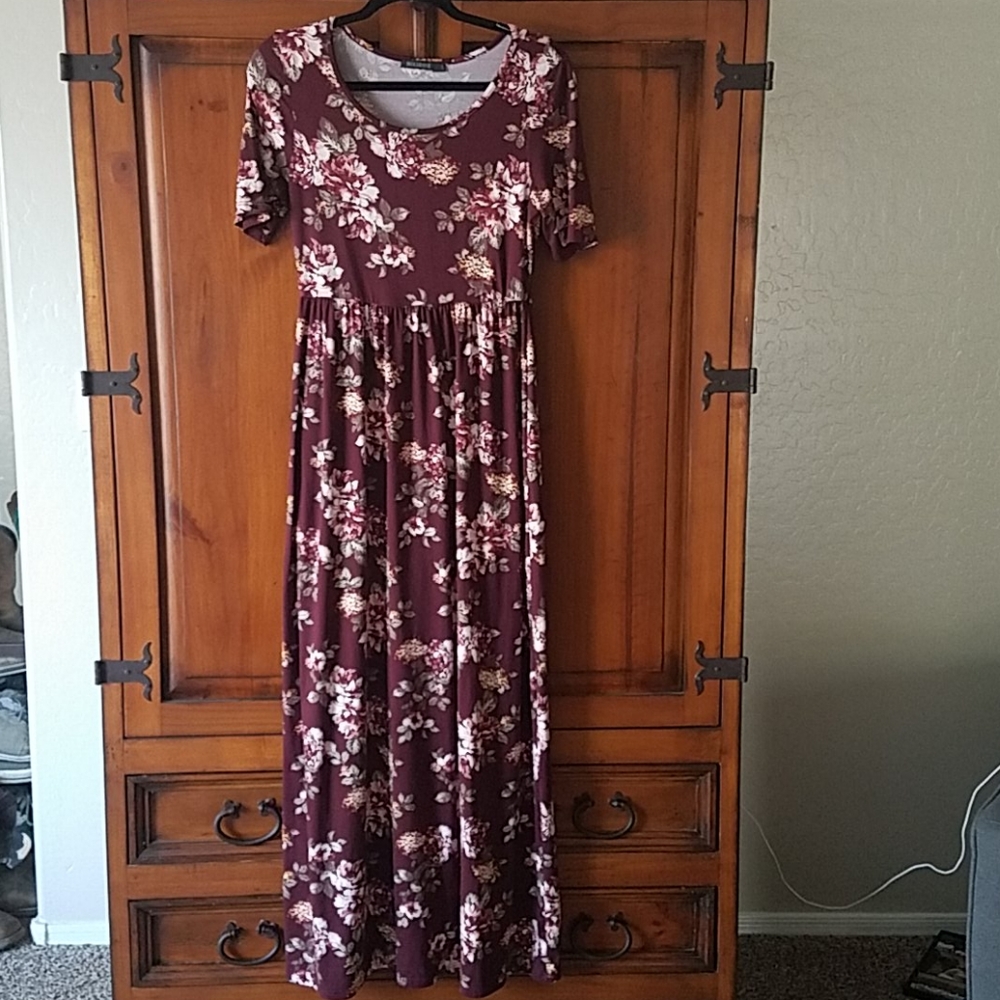 Red Floral Mikarose Maxi Dress
